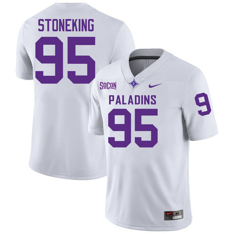 Furman Paladins #95 Joshua Stoneking College Football Jerseys,Uniforms-White
